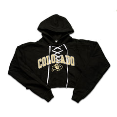 Cropped Hockey Lace up Hoodie